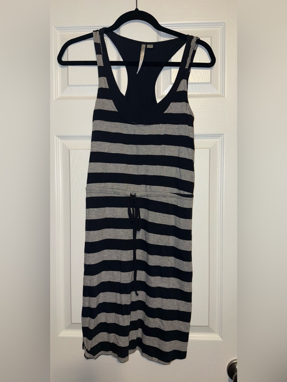 LC Lauren Conrad Black and Gray Striped Racerback Dress